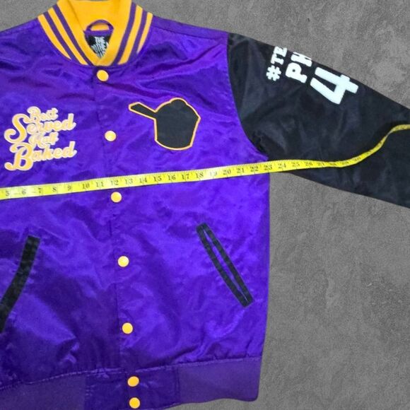 The Pothead Diaries LA Bakers Varsity Satin Patch Jacket Mens Large - Picture 5 of 6